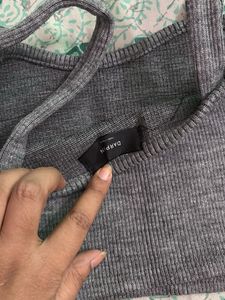 Ribbed Grey Crop Top