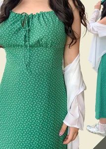Emerald Green Summer Floral Midi Dress