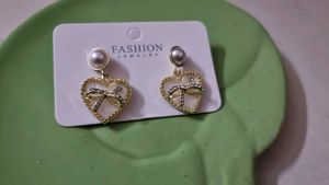 korean Charming Heart Bow Earrings