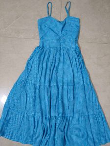Blue Gingham Tiered Sundress freesize