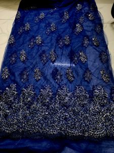 Navy Blue Embroidery Net Material