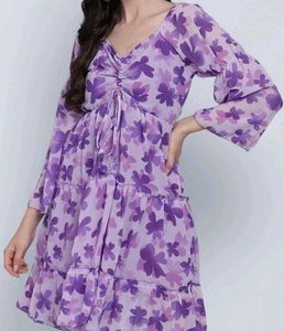 Cute Purple Floral Mini Dress