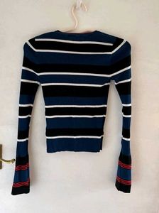 Zara Striped Bell Sleeve Top