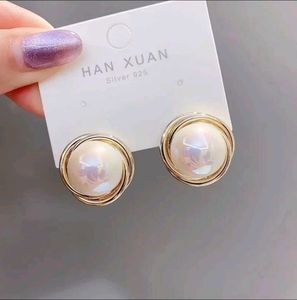 Elegant Pearl & Gold Stud Earrings