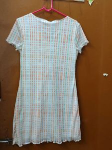 Chic Grid Print Mini Dress