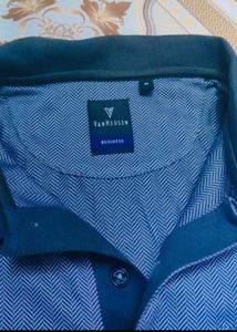 (Venheusen) Men's Blue Printed Polo Neck T-Shirt