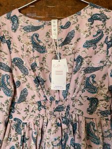 Pink Paisley Print Peplum Top