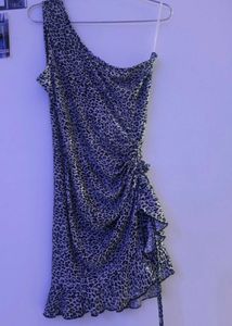 Leopard Print One Shoulder Dress