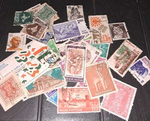 50 unique vintage INDIAN stamps circulated