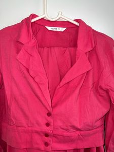 Yoonoy Women Pink Solid Coat &amp; Trouser
