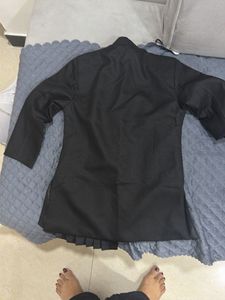 Black Ethnic Kurta with Pleated Detail