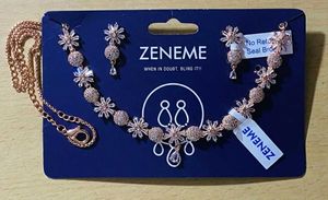 Elegant Rose Gold Necklace &amp; Earring Set