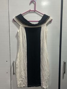 Chic Off-Shoulder Two-Tone Dress
