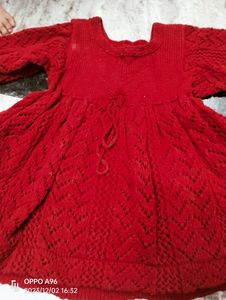 Beautiful Party Wear Woolen Kids Frock