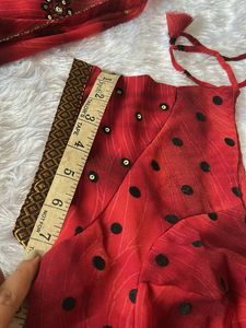 Embellished Red Saree(FIXED) buy1get1