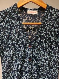 Chic Floral Mesh Button-Up Top