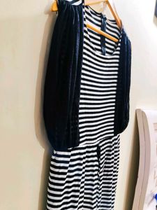 Striped Maxi Dress with Shrug