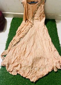 Elegant Peach Embroidered Ethnic Gown