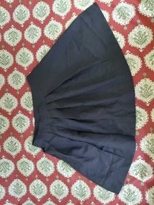 Stylish Navy Blue Wrap up Pleated Skirt
