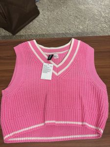 H&M Pink Knitted Vest Sweater