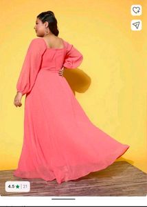 Elegant Coral Maxi Dress with Slit