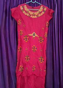Embroidered Pink Kurta
