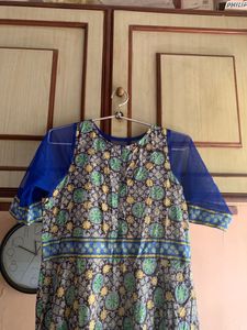 Beautiful Printed Kurti with Sheer Sleeves