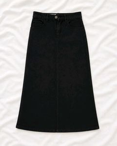 Black Denim Midi Skirt