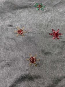 Elegant Silver Embroidered Saree not add blouse