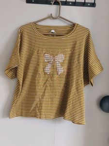 New Striped Bow Graphic T-Shirt