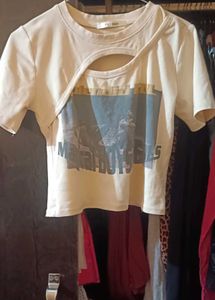 Graphic Cut-Out Crop Top Tee