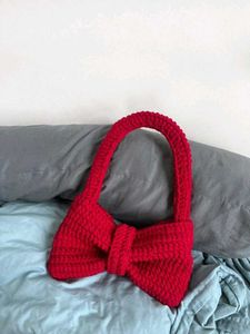 Red Bow Crochet Handbag