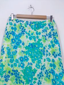 y2k low waist midi Printed Side Slit Skir