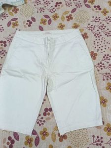 Women's White Cotton Shorts