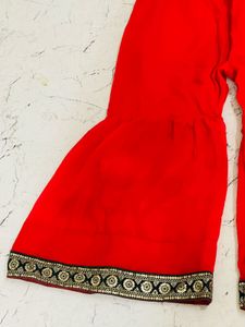 Red Kurti with Gold Detailing