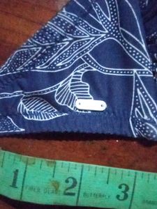 Navy Blue Floral Print Bikini Top