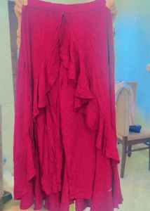 Elegant Red Ruffled Maxi Skirt