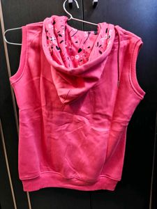 Monte carlo pink sleeveless hooded sweatshirt