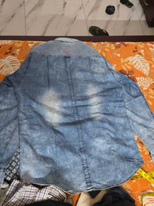 Men's Blue Checkered Denim Shirt chest across44