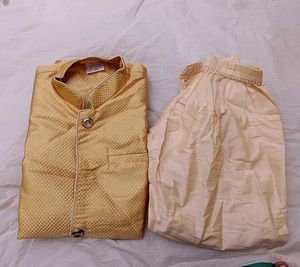 Golden Brocade Kurta Pajama Set