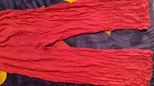 Red palazzo with shiffi work