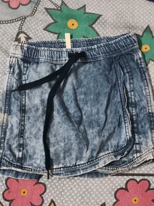 Distressed Denim Skirt