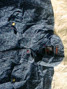 Men's Blue Printed Casual Shirt