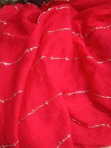 Elegant Red Dupatta with pipe handwork