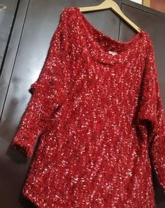 Maroon White Winter Top For Girl Or Woman 42 Bust