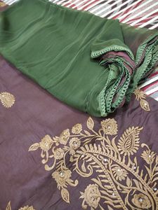 Pure Cotton Suit Coffe And Mehendi Colour