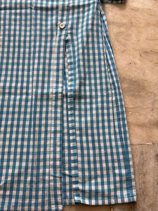 Teal &amp; White Gingham Kurta
