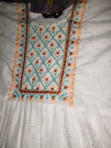 White Embroidered Anarkali Kurta
