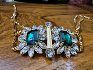 Stunning Emerald and Crystal Necklace