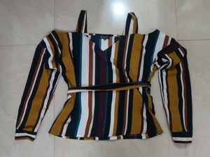 Striped Cold Shoulder Top